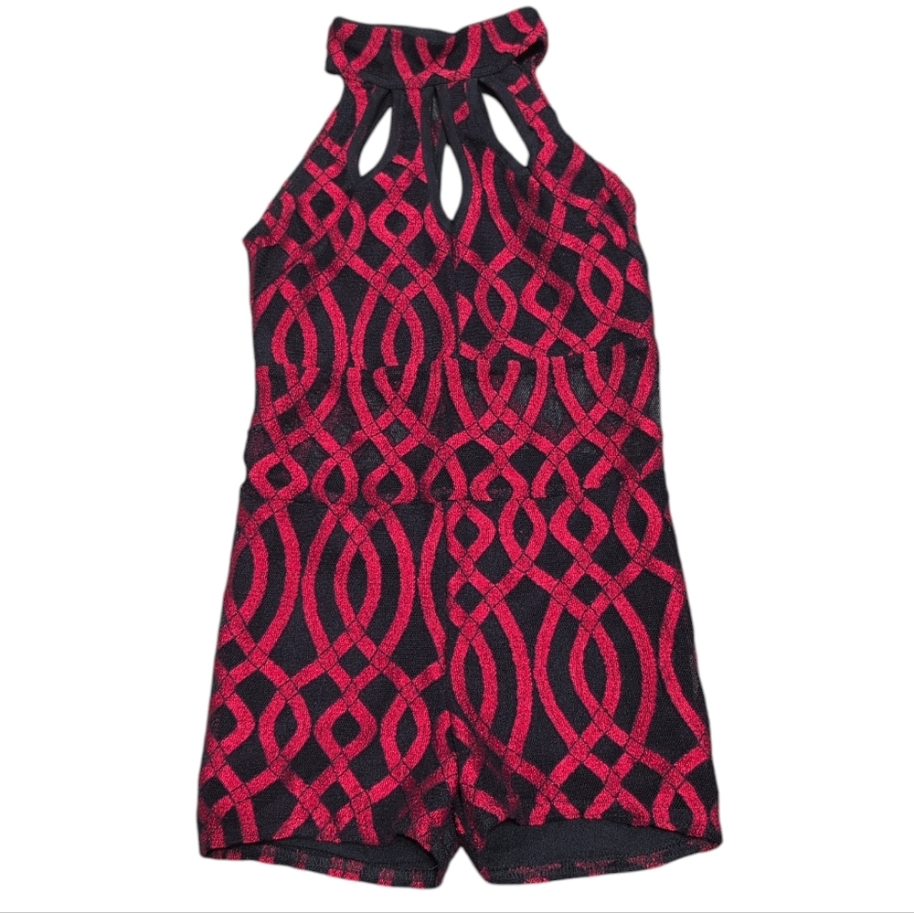 Kelle‎ Dance Leotard Costume Red Black High Neck Youth Size Medium